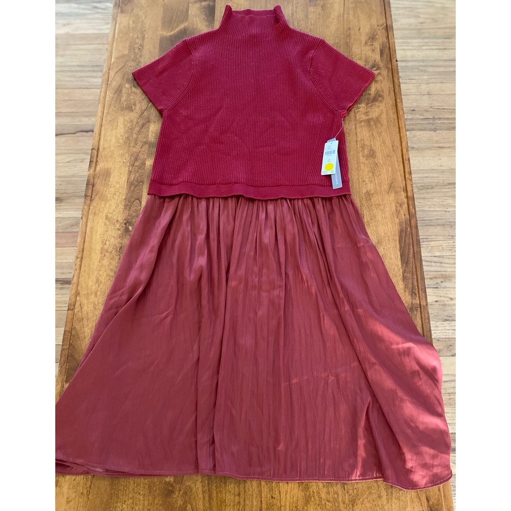 Anthropologie Thea Twofer Sweater Dress Short Sleeve Mini Edition Red XL NWT - Picture 6 of 8